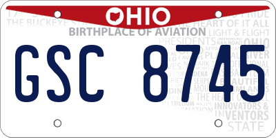 OH license plate GSC8745