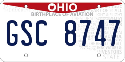 OH license plate GSC8747