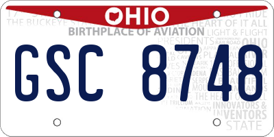 OH license plate GSC8748