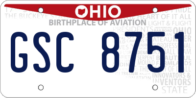 OH license plate GSC8751