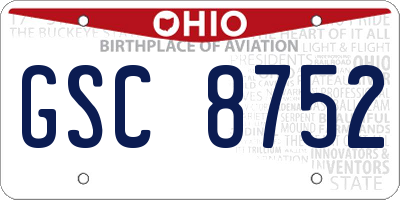 OH license plate GSC8752