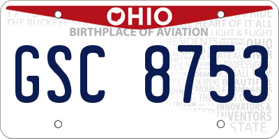 OH license plate GSC8753