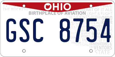 OH license plate GSC8754