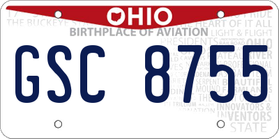 OH license plate GSC8755