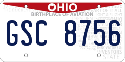 OH license plate GSC8756