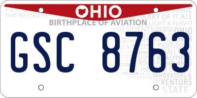 OH license plate GSC8763