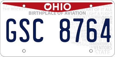 OH license plate GSC8764