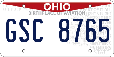 OH license plate GSC8765