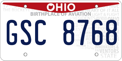 OH license plate GSC8768