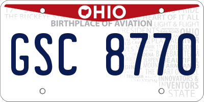 OH license plate GSC8770