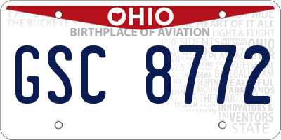 OH license plate GSC8772