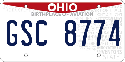 OH license plate GSC8774