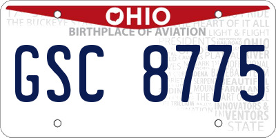 OH license plate GSC8775