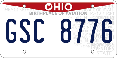 OH license plate GSC8776