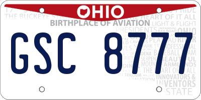 OH license plate GSC8777