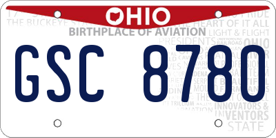 OH license plate GSC8780