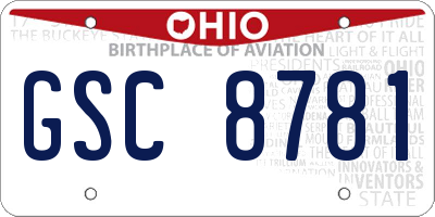 OH license plate GSC8781