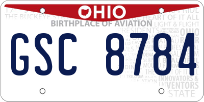 OH license plate GSC8784