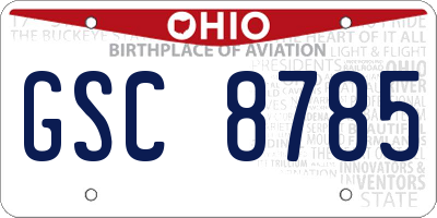 OH license plate GSC8785