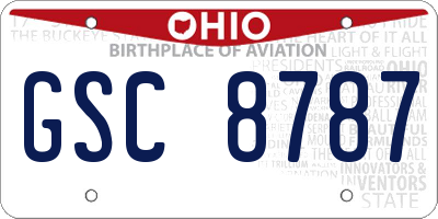 OH license plate GSC8787