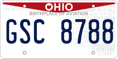 OH license plate GSC8788