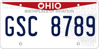 OH license plate GSC8789