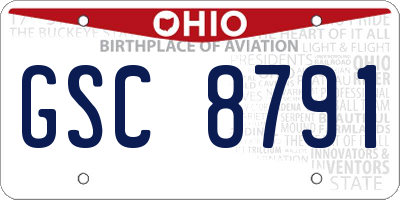 OH license plate GSC8791