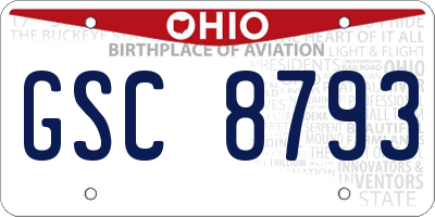 OH license plate GSC8793