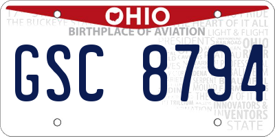 OH license plate GSC8794