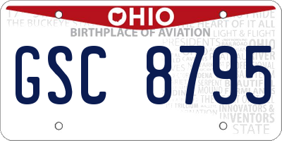 OH license plate GSC8795