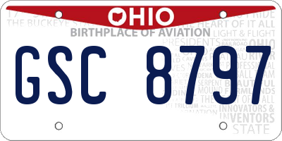 OH license plate GSC8797