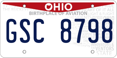 OH license plate GSC8798