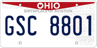 OH license plate GSC8801