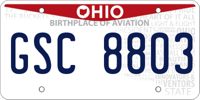 OH license plate GSC8803