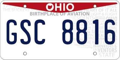 OH license plate GSC8816