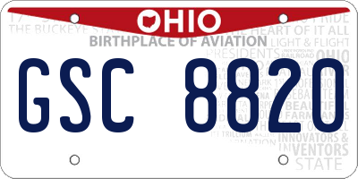 OH license plate GSC8820