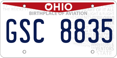 OH license plate GSC8835