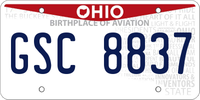 OH license plate GSC8837