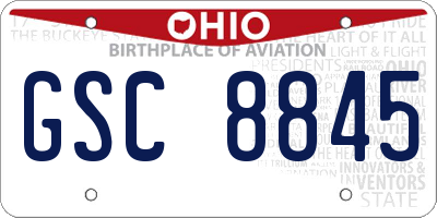 OH license plate GSC8845