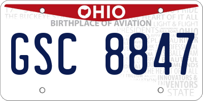 OH license plate GSC8847