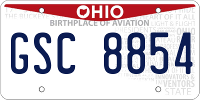 OH license plate GSC8854