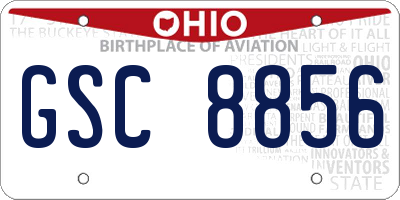 OH license plate GSC8856