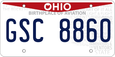 OH license plate GSC8860