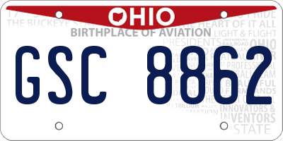 OH license plate GSC8862