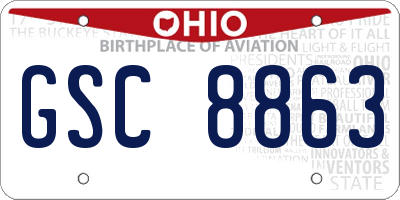 OH license plate GSC8863