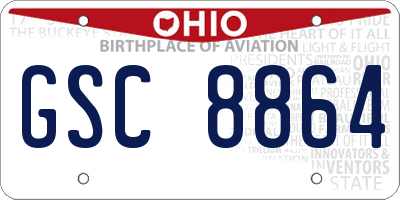 OH license plate GSC8864