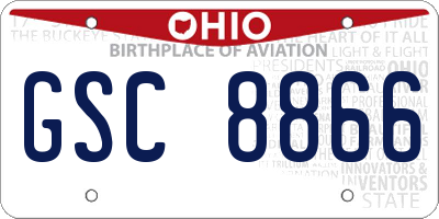 OH license plate GSC8866