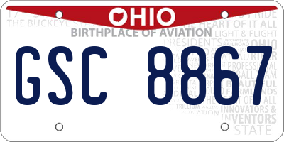 OH license plate GSC8867