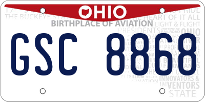 OH license plate GSC8868