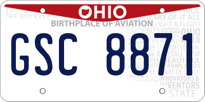 OH license plate GSC8871